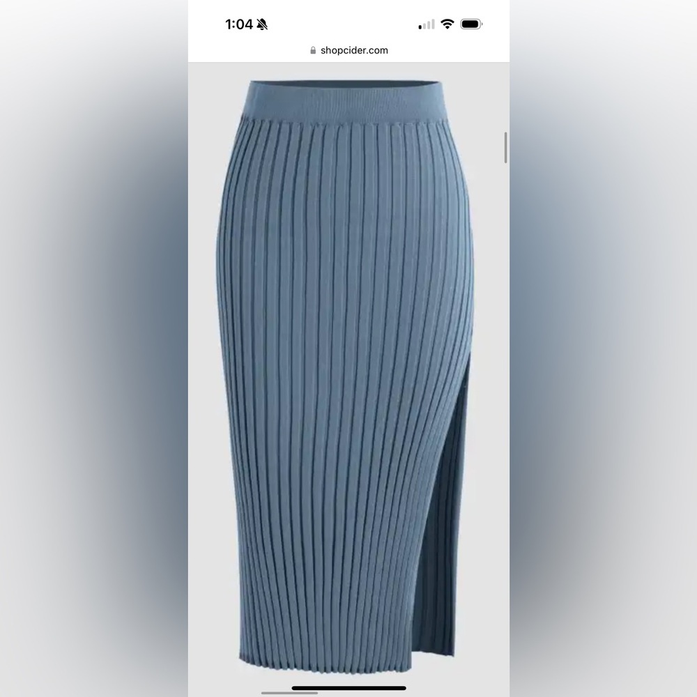 Blue Pleaded Midi Pencil Skirt